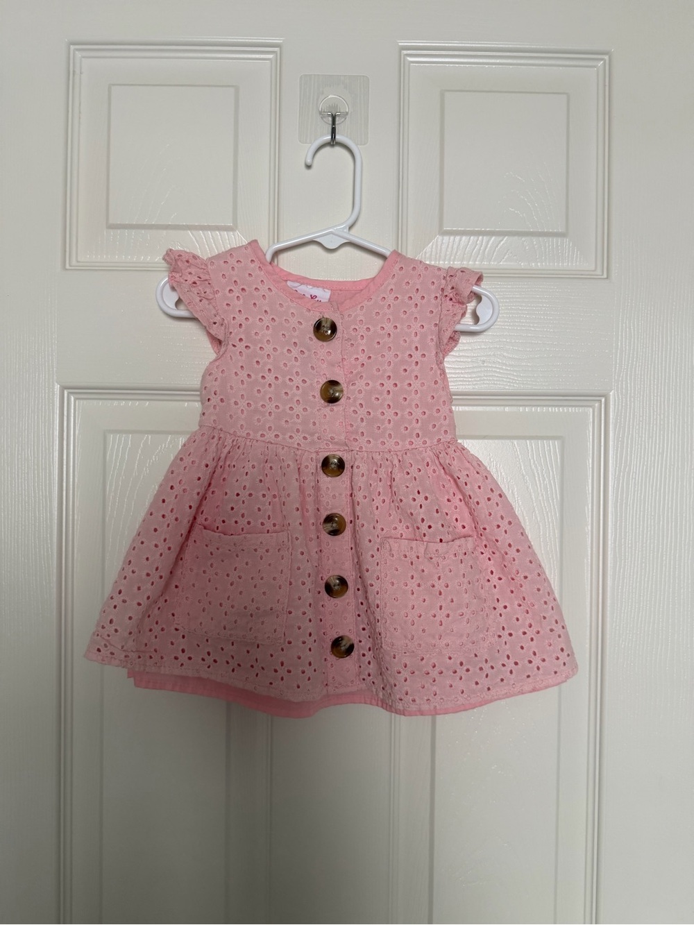 12M Girls' Pink Eyelet Button-Front Dress